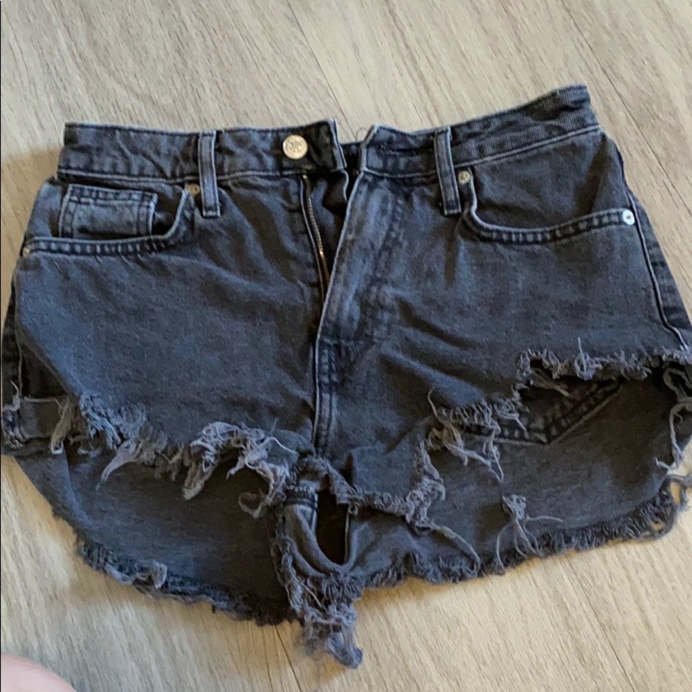 Black denim shorts